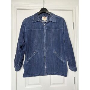 Vintage Levi's 504 Men's Navy Blue Corduroy Zip Up‎ Zipper Jacket 1997 Y2K